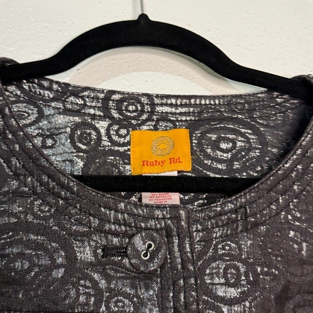 Ruby Rd.Elegant Metallic Silvery Black Women's Jacket. 2 breast pockets. Sz 18. - Picture 3 of 9